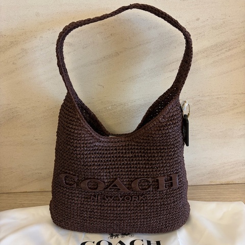 Coach Brooklyn 28草編包 深棕色