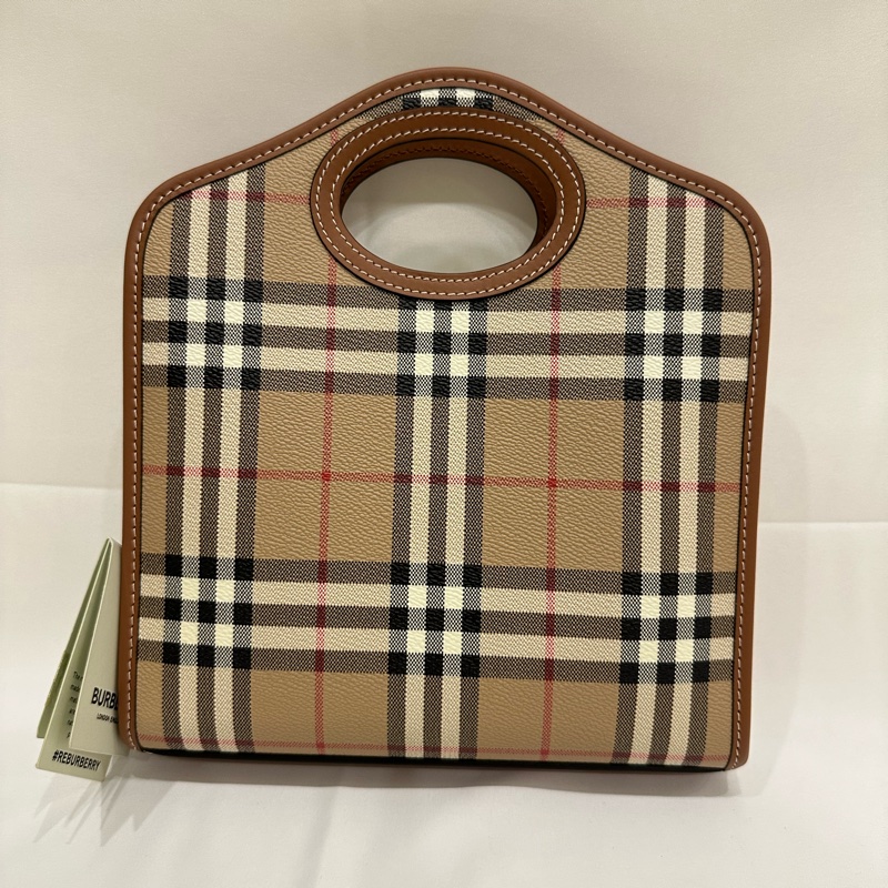#全網最低價 Burberry格紋手提斜挎包 巴寶莉 公文包托特 超經典款 經典格紋帆布Pocket手提/斜背包-2