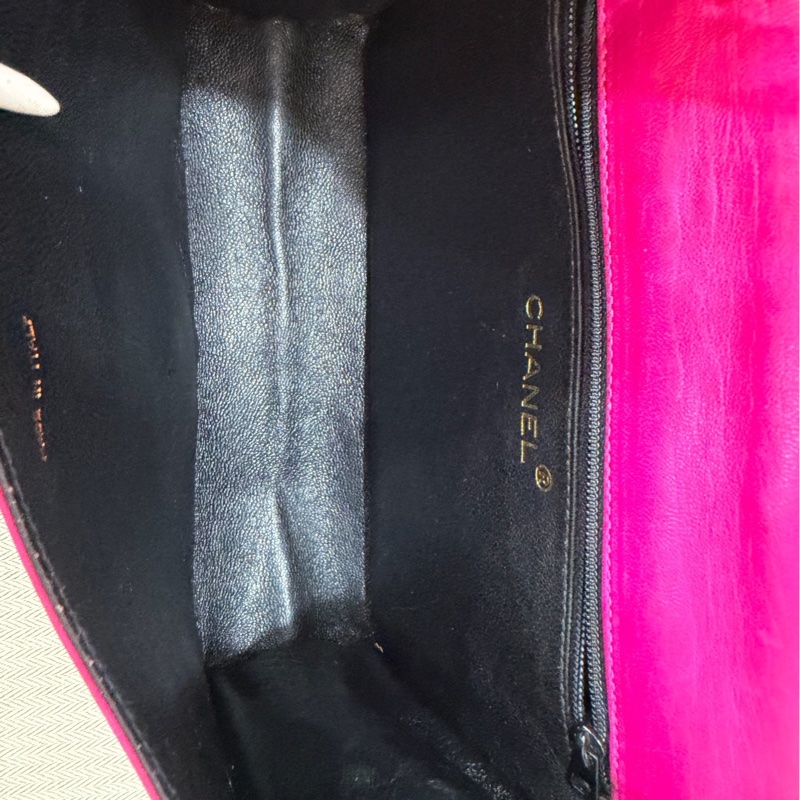 Chanel/香奈兒 中古玫紅色羊皮流蘇菱格紋WOC鏈條包 尺寸20*6*13 95新-8