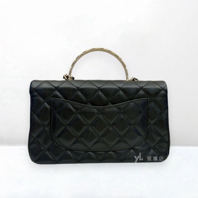 S5521-CHANEL 25SCOCO CRUSH黑荔枝牛皮淡金扣手把款肩背包AS5555-1