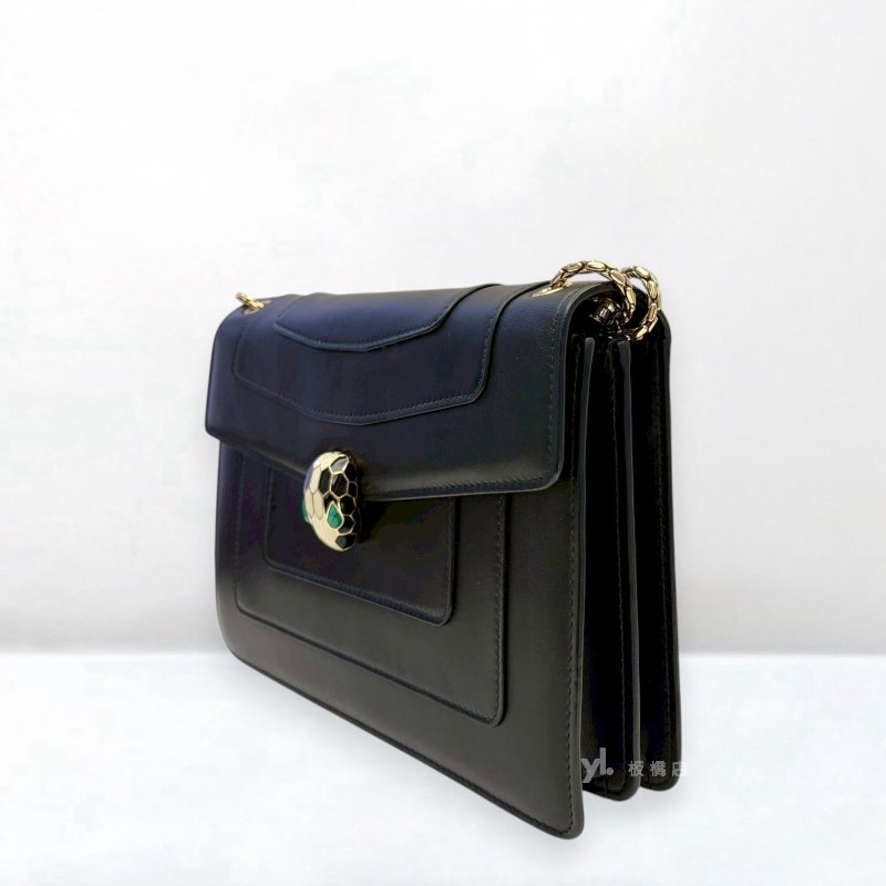 S5522-BVLGARI 黑色Serpenti Forever中型蛇頭肩背包290264-2