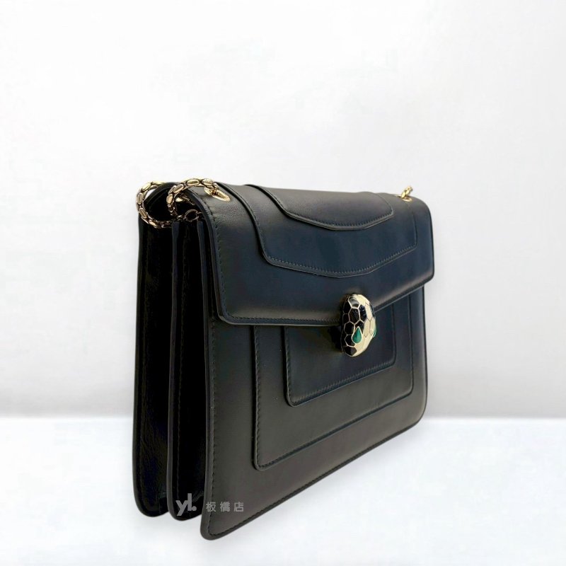 S5522-BVLGARI 黑色Serpenti Forever中型蛇頭肩背包290264-3
