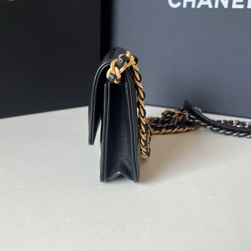 98新 Chanel/香奈兒 22C黑金 19bag mini woc 鏈條包 31開 卡標齊全-2