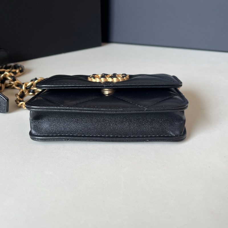 98新 Chanel/香奈兒 22C黑金 19bag mini woc 鏈條包 31開 卡標齊全-4