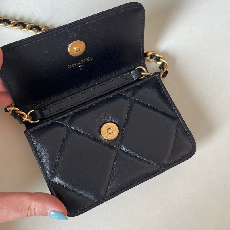 98新 Chanel/香奈兒 22C黑金 19bag mini woc 鏈條包 31開 卡標齊全-5