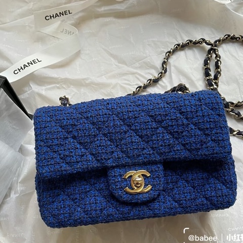 #台灣購證 #專櫃約20萬 Chanel Flap 20 經典藍色 毛尼款 方胖