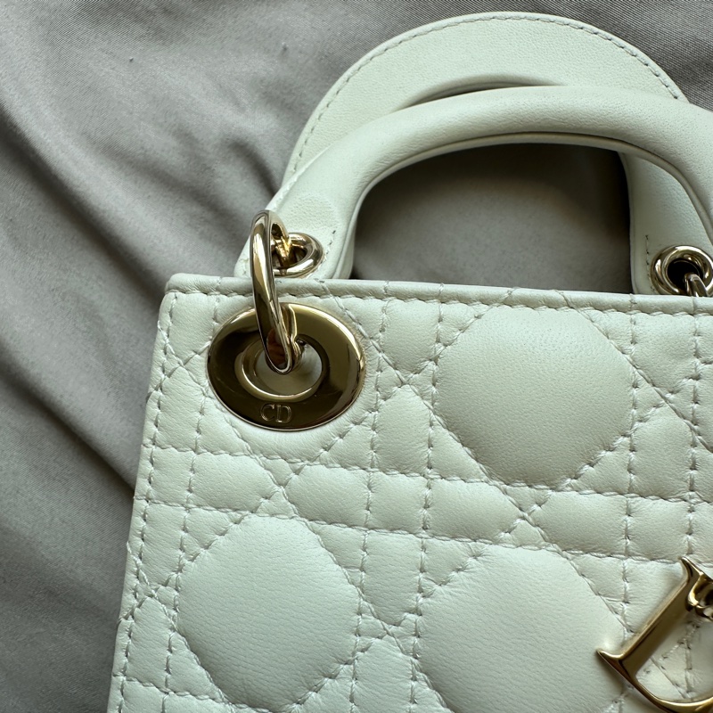 ✨【全新大全套】夢幻白金 Lady Dior mini✨ 收藏級附件齊全可送禮 + 獨家加碼送鏈帶!-4