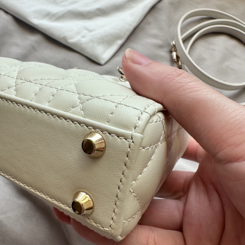 ✨【全新大全套】夢幻白金 Lady Dior mini✨ 收藏級附件齊全可送禮 + 獨家加碼送鏈帶!-7