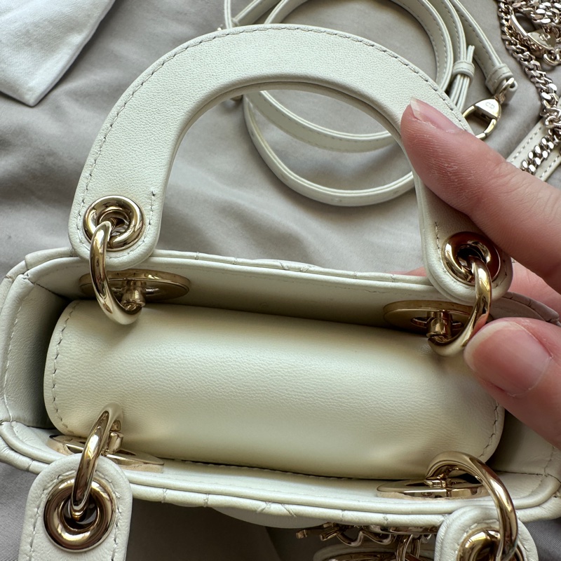 ✨【全新大全套】夢幻白金 Lady Dior mini✨ 收藏級附件齊全可送禮 + 獨家加碼送鏈帶!-8