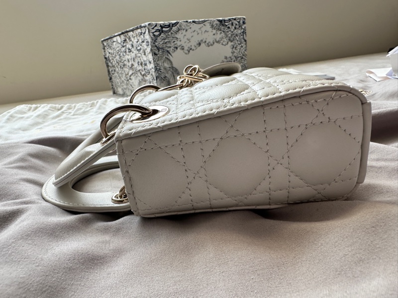 ✨【全新大全套】夢幻白金 Lady Dior mini✨ 收藏級附件齊全可送禮 + 獨家加碼送鏈帶!-16
