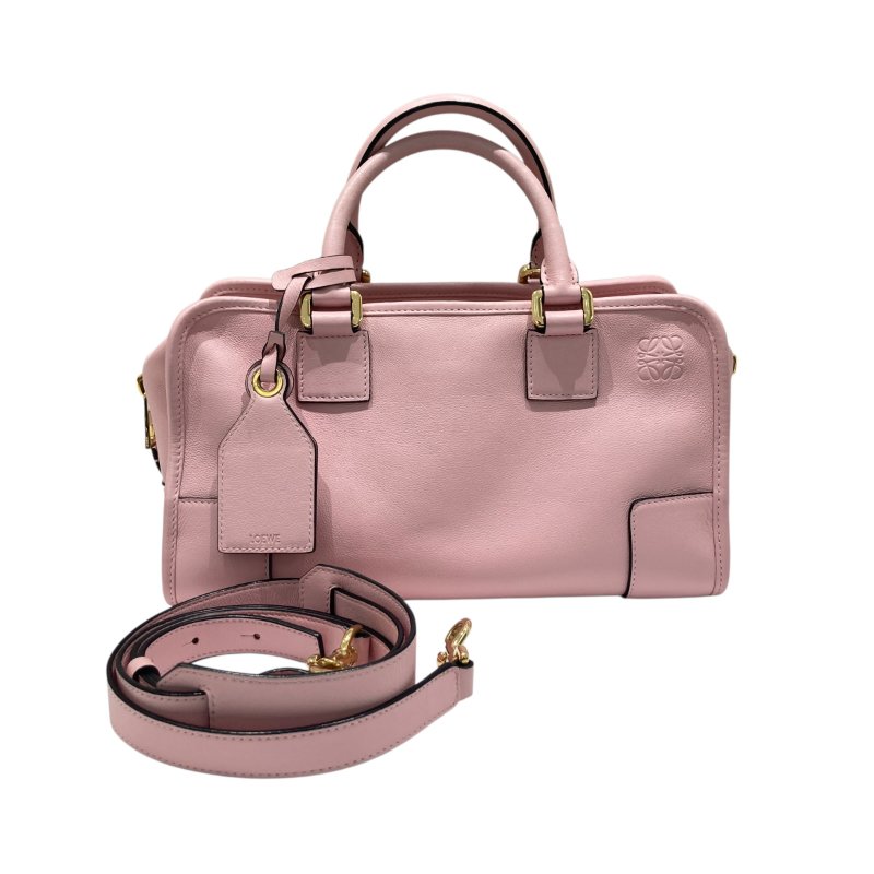LOEWE 羅威 AMAZONA 28 手提斜背包 牛皮 粉色 金釦-0