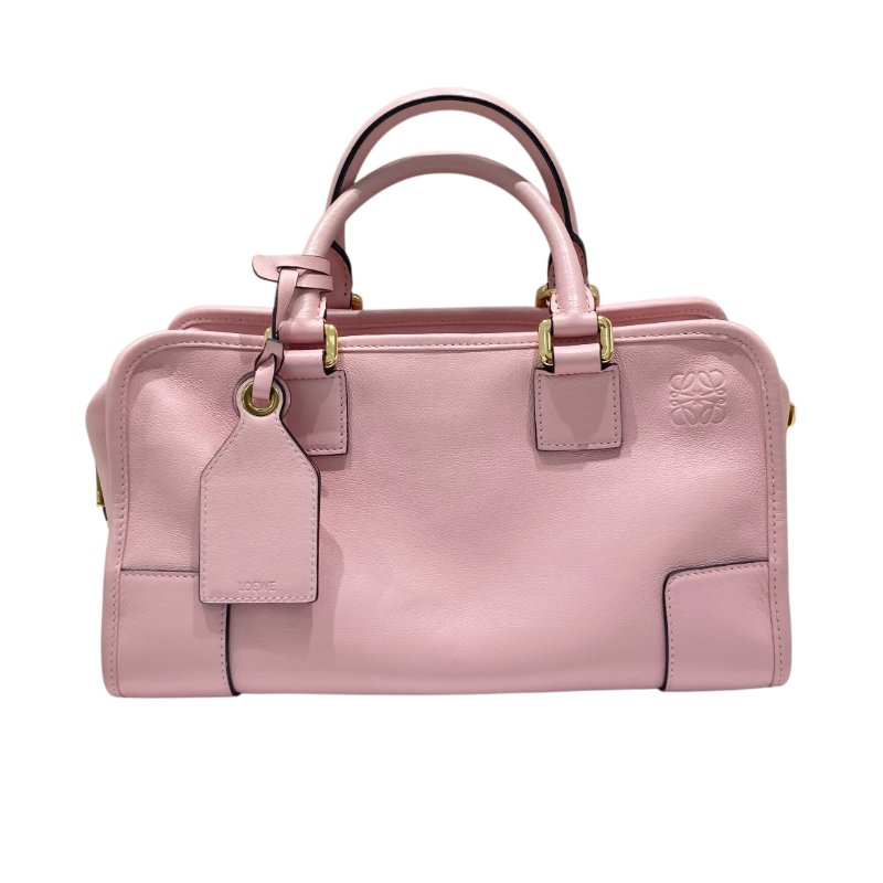 LOEWE 羅威 AMAZONA 28 手提斜背包 牛皮 粉色 金釦-1