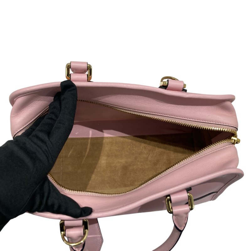 LOEWE 羅威 AMAZONA 28 手提斜背包 牛皮 粉色 金釦-11