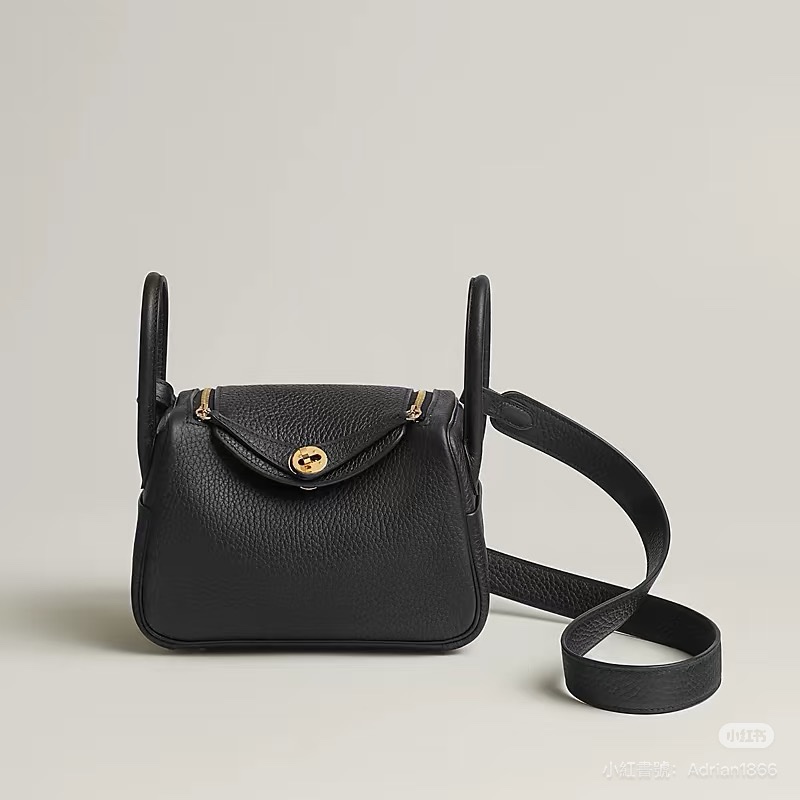 全新全配愛馬仕 Hermès 黑色 金扣 mini lindy cp值其實非常高-4