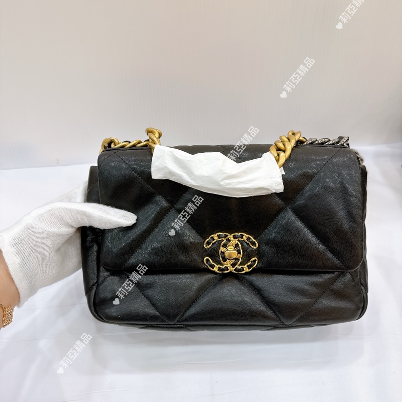 莉亞精品♡ Chanel AS1160 19 黑金小號 手提翻蓋包 二手美包-2