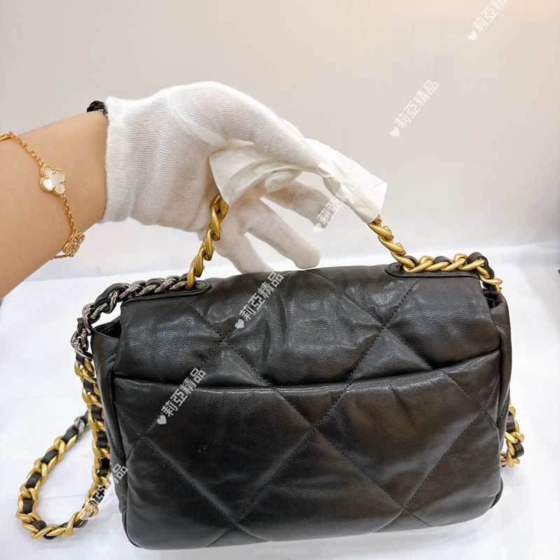 莉亞精品♡ Chanel AS1160 19 黑金小號 手提翻蓋包 二手美包-3