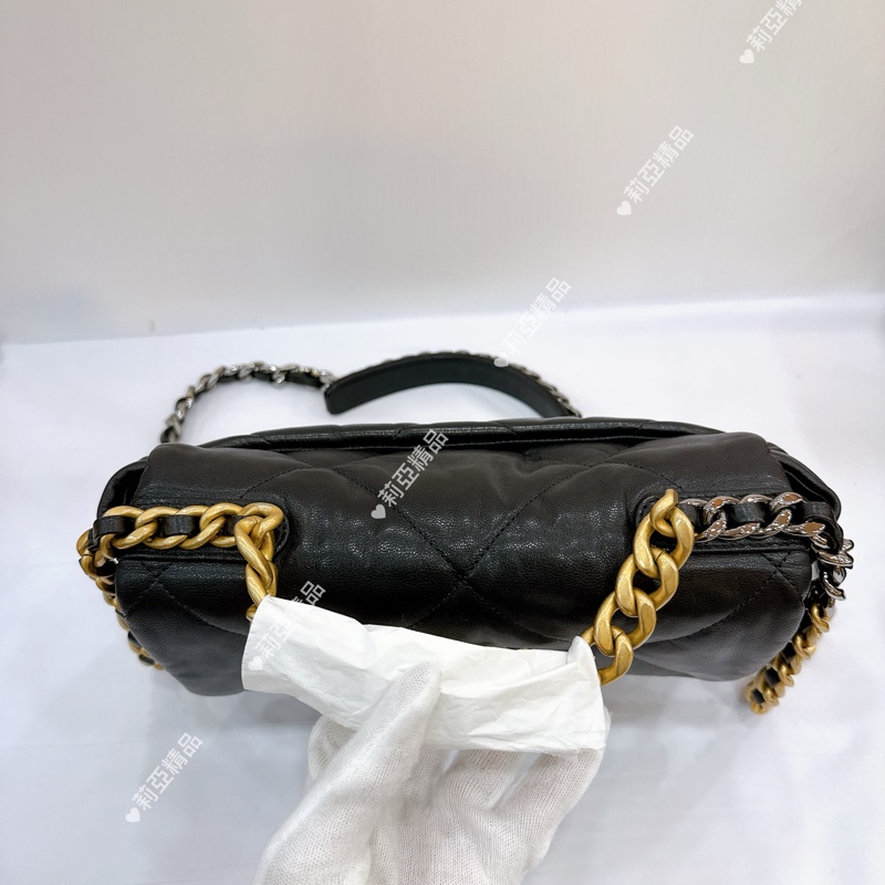 莉亞精品♡ Chanel AS1160 19 黑金小號 手提翻蓋包 二手美包-4