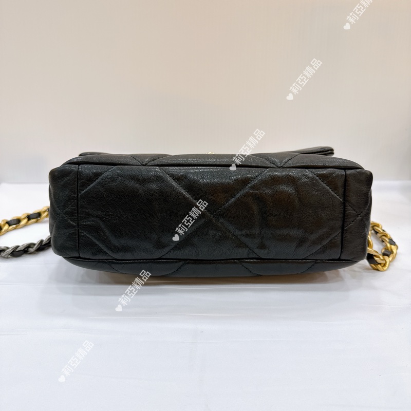莉亞精品♡ Chanel AS1160 19 黑金小號 手提翻蓋包 二手美包-5