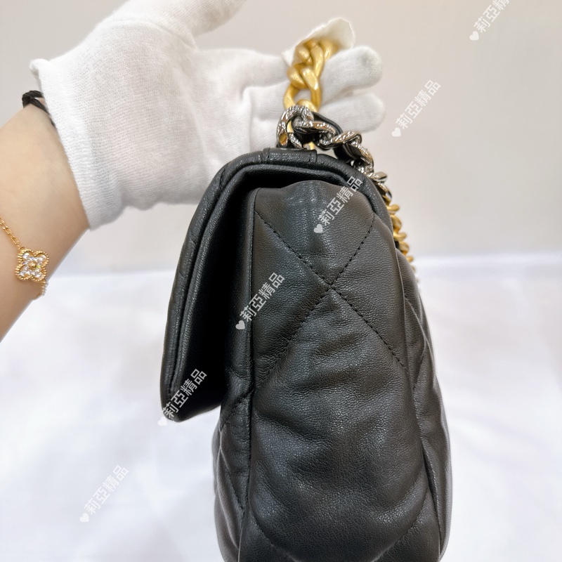 莉亞精品♡ Chanel AS1160 19 黑金小號 手提翻蓋包 二手美包-6