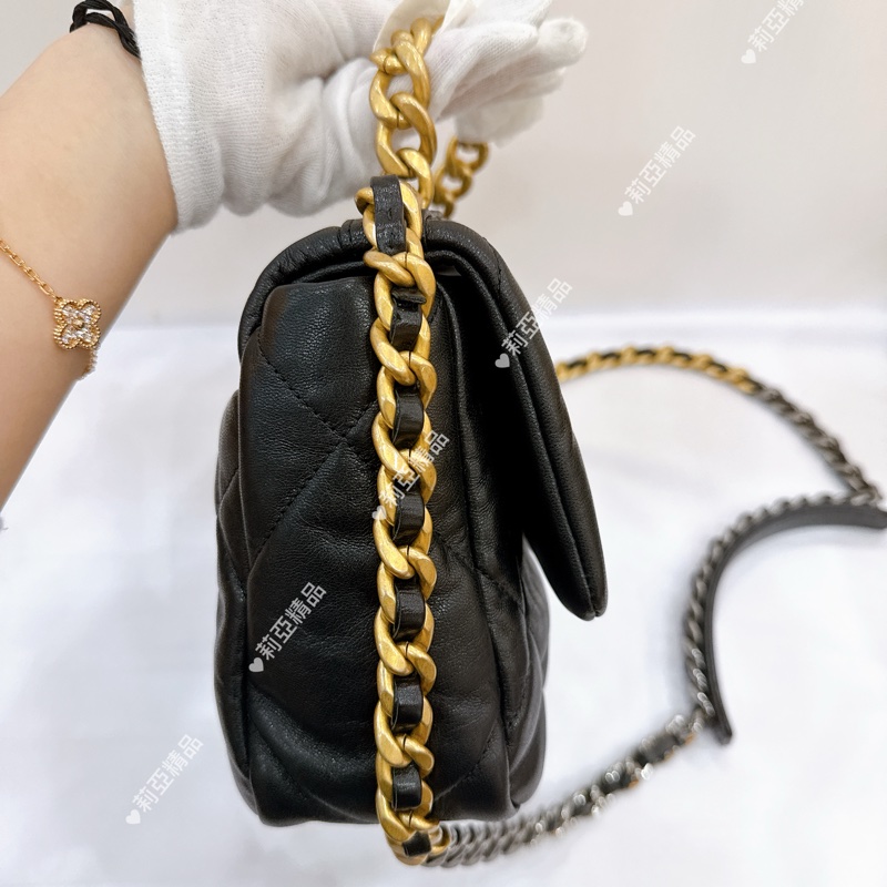 莉亞精品♡ Chanel AS1160 19 黑金小號 手提翻蓋包 二手美包-7