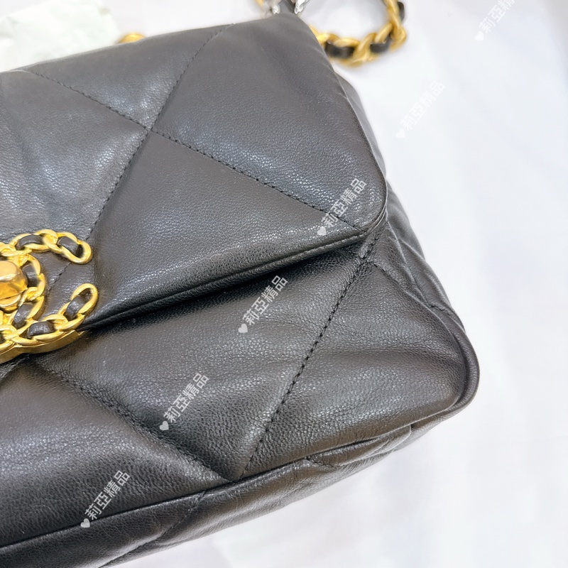 莉亞精品♡ Chanel AS1160 19 黑金小號 手提翻蓋包 二手美包-8