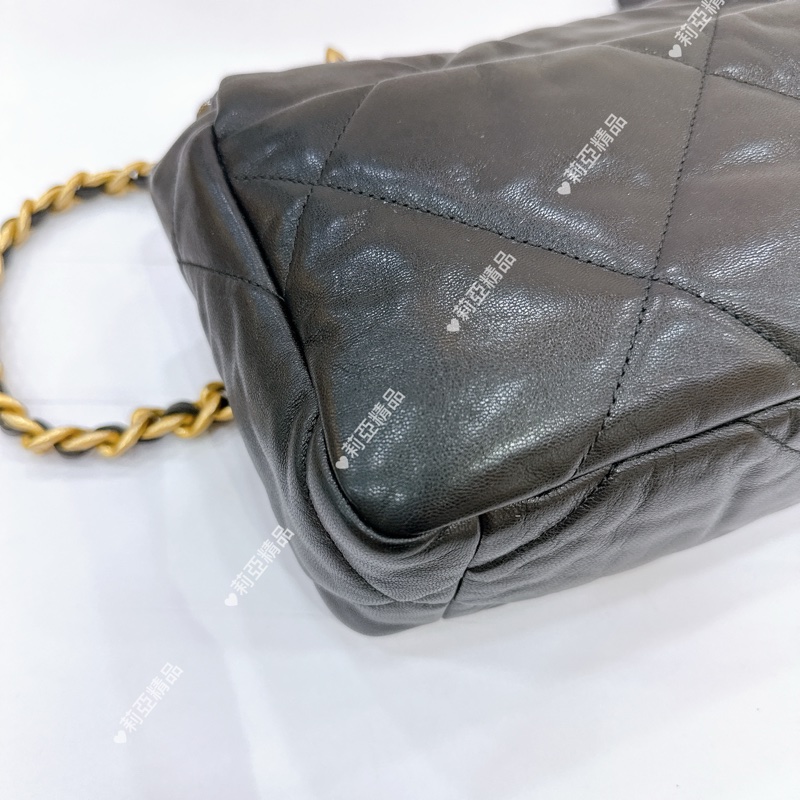 莉亞精品♡ Chanel AS1160 19 黑金小號 手提翻蓋包 二手美包-11