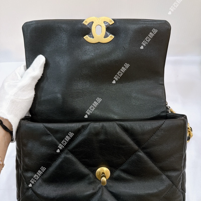 莉亞精品♡ Chanel AS1160 19 黑金小號 手提翻蓋包 二手美包-13