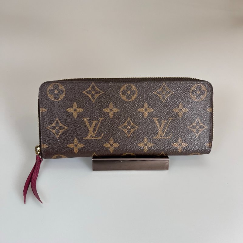 LV M60742/晶片款 老花ㄇ拉長夾玫紅-0