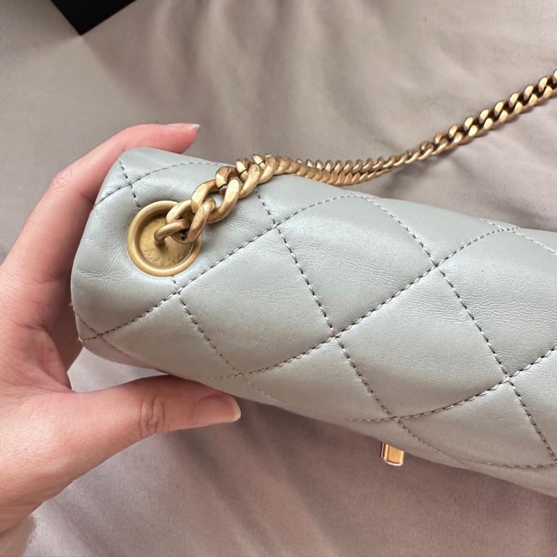 【極美私藏】Chanel 藍灰色金球菠蘿扣風琴包 ,今年最紅的baby Blue一定要擁有-15
