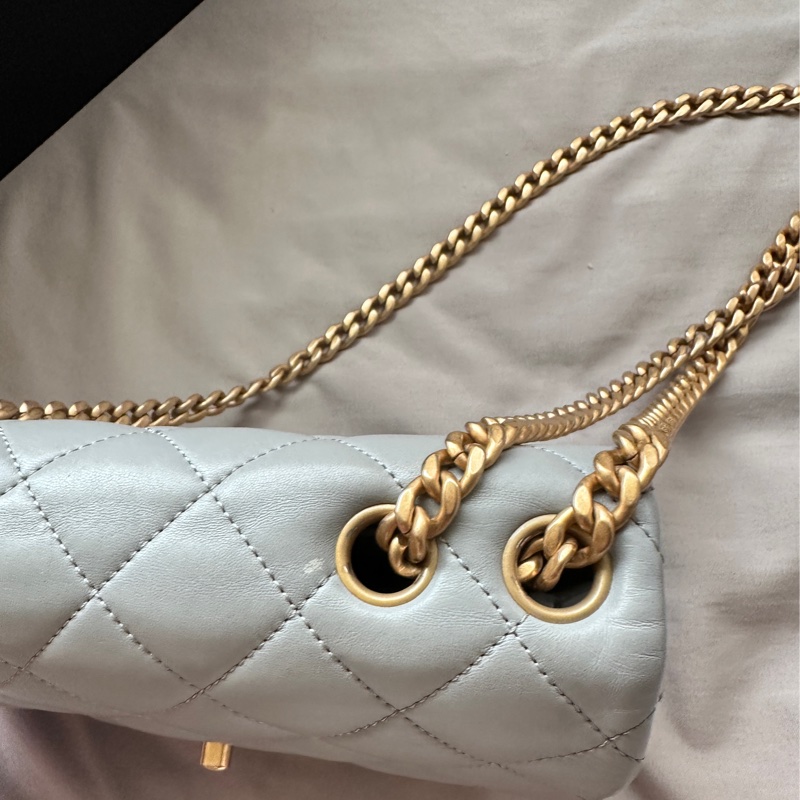 【極美私藏】Chanel 藍灰色金球菠蘿扣風琴包 ,今年最紅的baby Blue一定要擁有-16