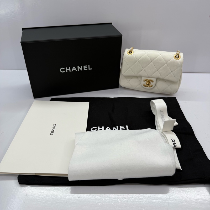 CHANEL 香奈兒 白色菱格紋斜背包 AS4864 RFID-2