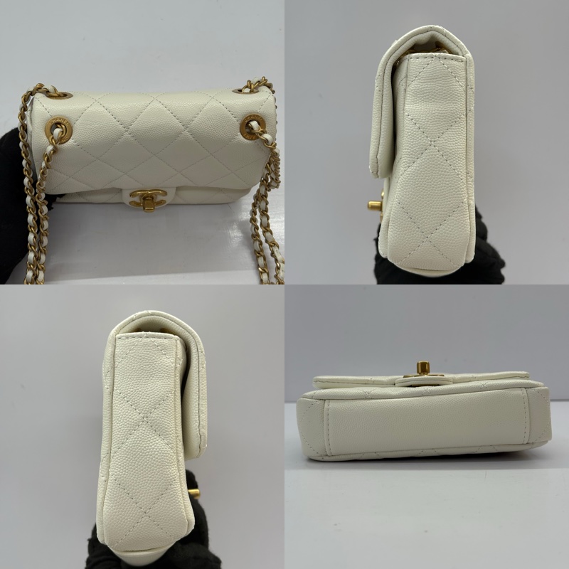 CHANEL 香奈兒 白色菱格紋斜背包 AS4864 RFID-3