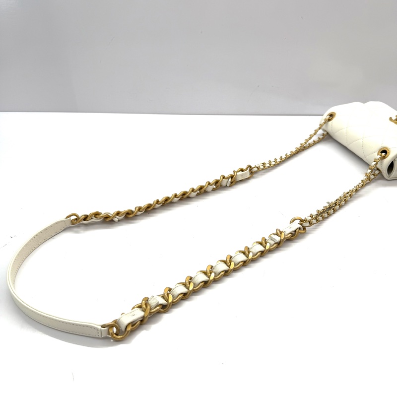 CHANEL 香奈兒 白色菱格紋斜背包 AS4864 RFID-5
