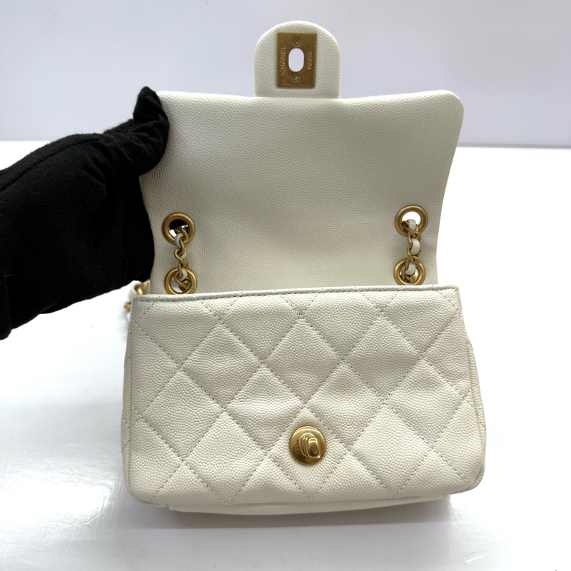 CHANEL 香奈兒 白色菱格紋斜背包 AS4864 RFID-6