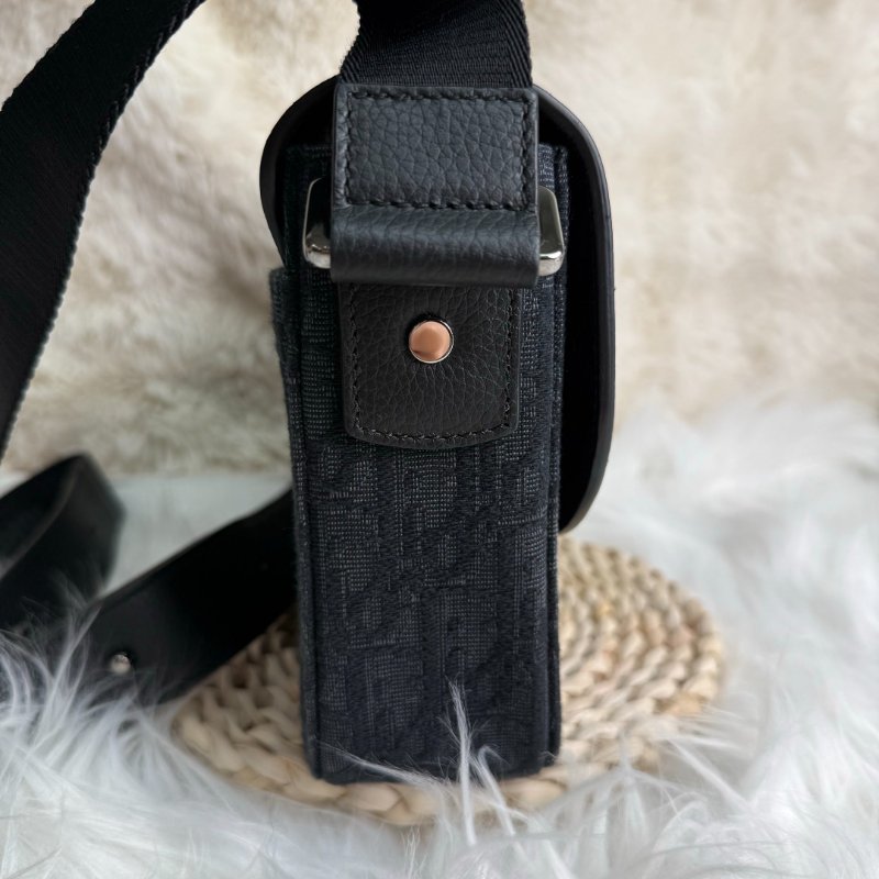 Dior Oblique 黑色 老花 荔枝牛皮拼塗層帆布 小號-3
