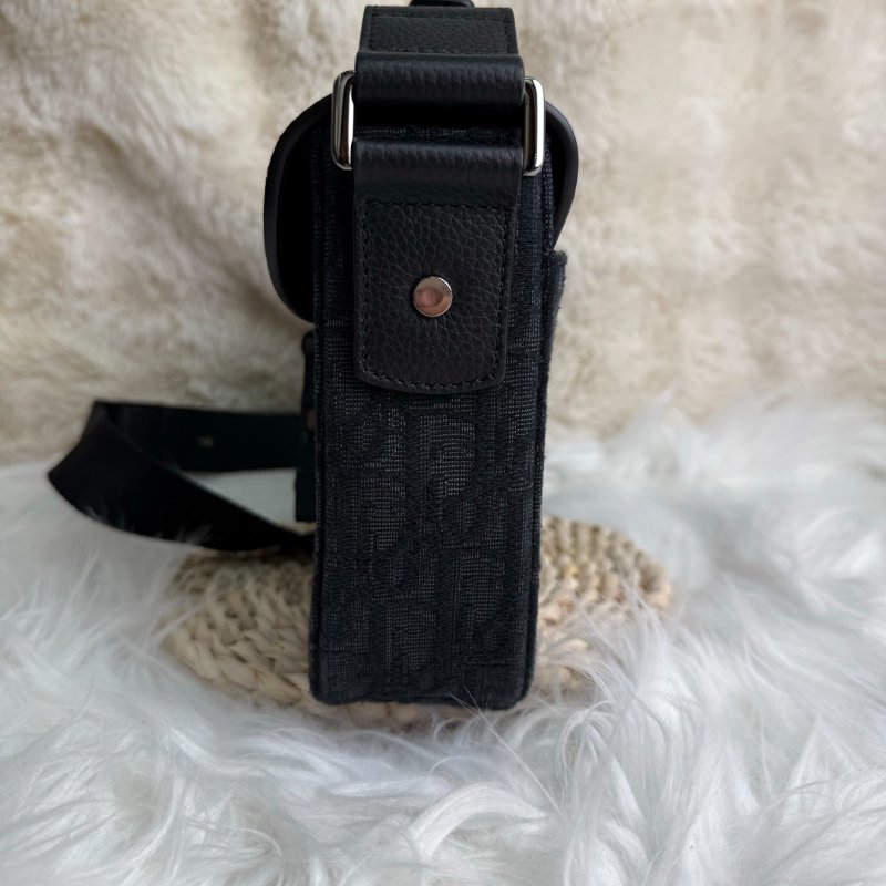Dior Oblique 黑色 老花 荔枝牛皮拼塗層帆布 小號-4