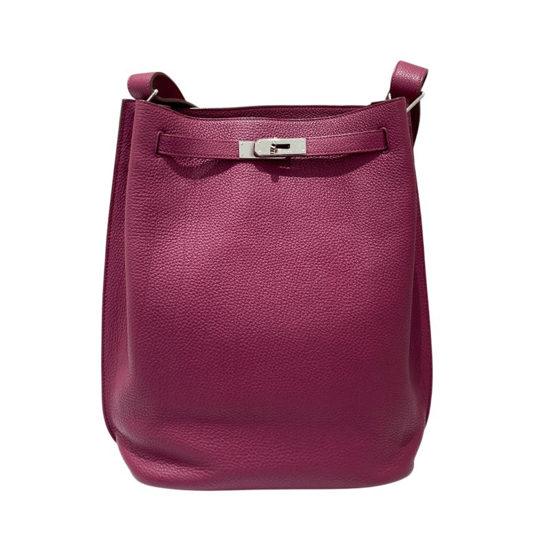 HERMÈS 愛馬仕 ☐P刻 SO KELLY 22 肩背包 TOGO皮革 玫粉色 銀釦-1