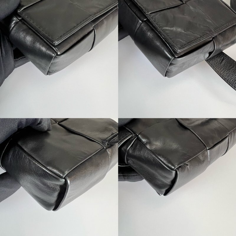 BV 晶片款 黑色CASSETTE 2*4 編織肩背包-10
