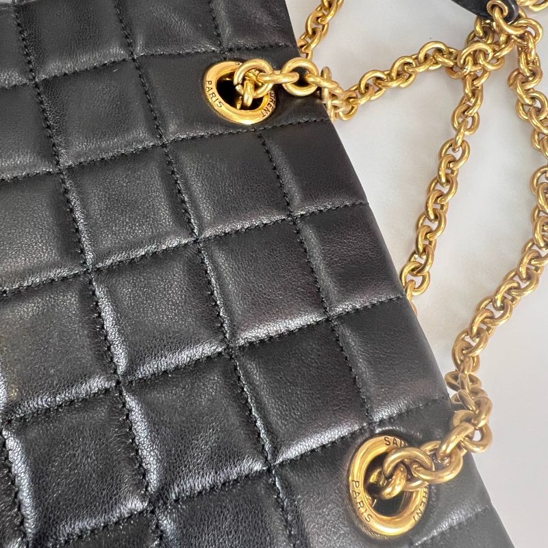 YSL 764051 黑羊皮方塊包-7