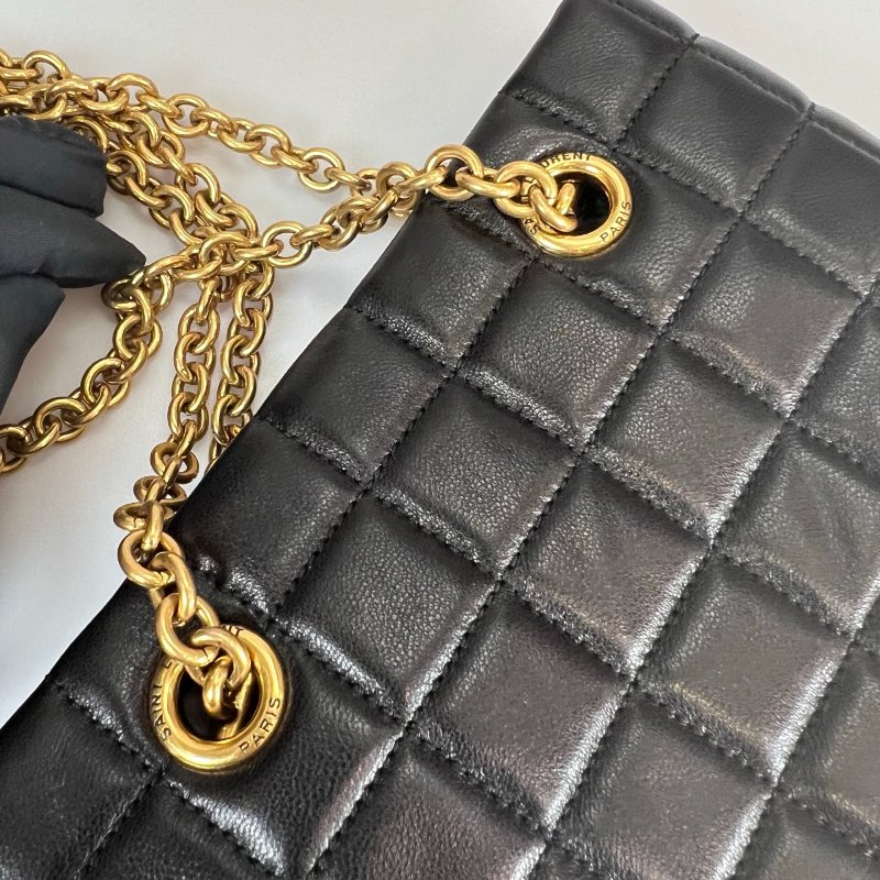 YSL 764051 黑羊皮方塊包-8