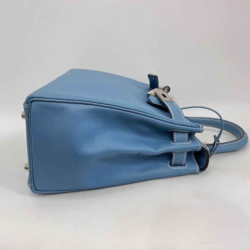 Hermes 75牛仔藍Epsom銀釦Kelly28手提肩背包-3