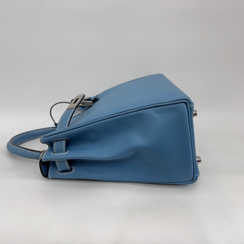 Hermes 75牛仔藍Epsom銀釦Kelly28手提肩背包-5