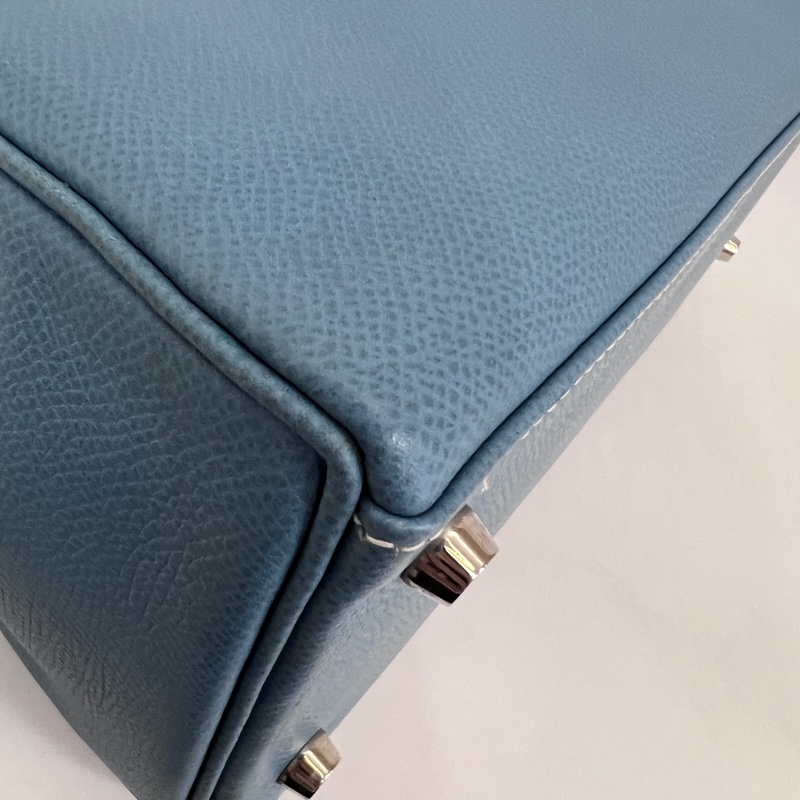 Hermes 75牛仔藍Epsom銀釦Kelly28手提肩背包-6