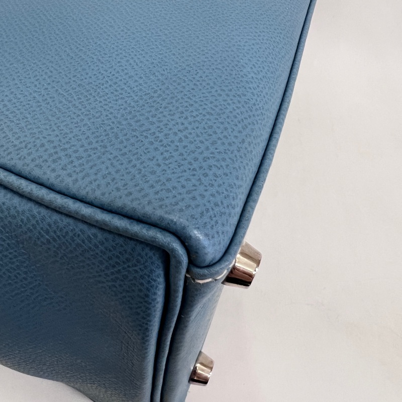 Hermes 75牛仔藍Epsom銀釦Kelly28手提肩背包-8