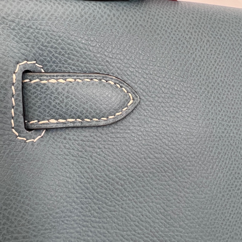 Hermes 75牛仔藍Epsom銀釦Kelly28手提肩背包-13