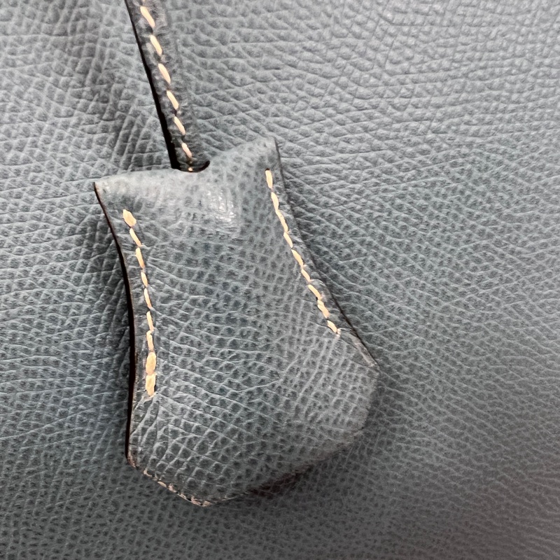 Hermes 75牛仔藍Epsom銀釦Kelly28手提肩背包-14