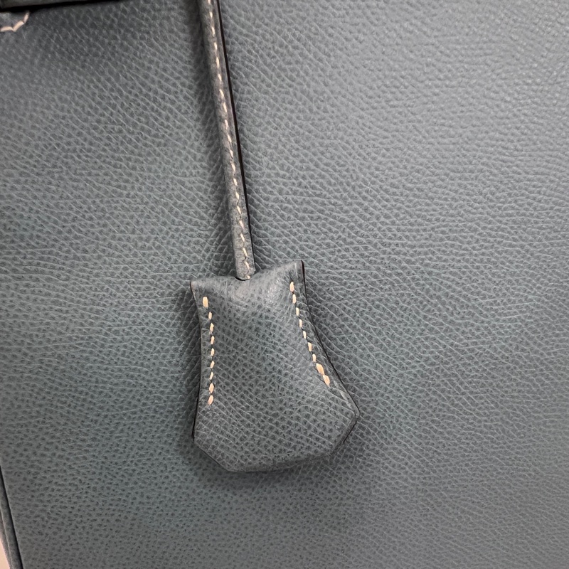 Hermes 75牛仔藍Epsom銀釦Kelly28手提肩背包-15