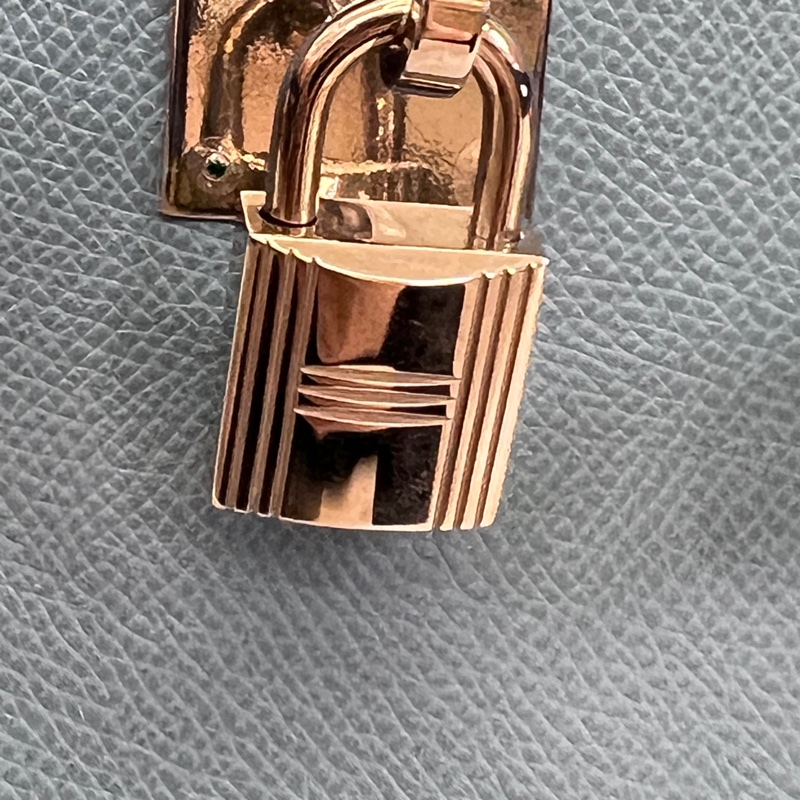 Hermes 75牛仔藍Epsom銀釦Kelly28手提肩背包-30
