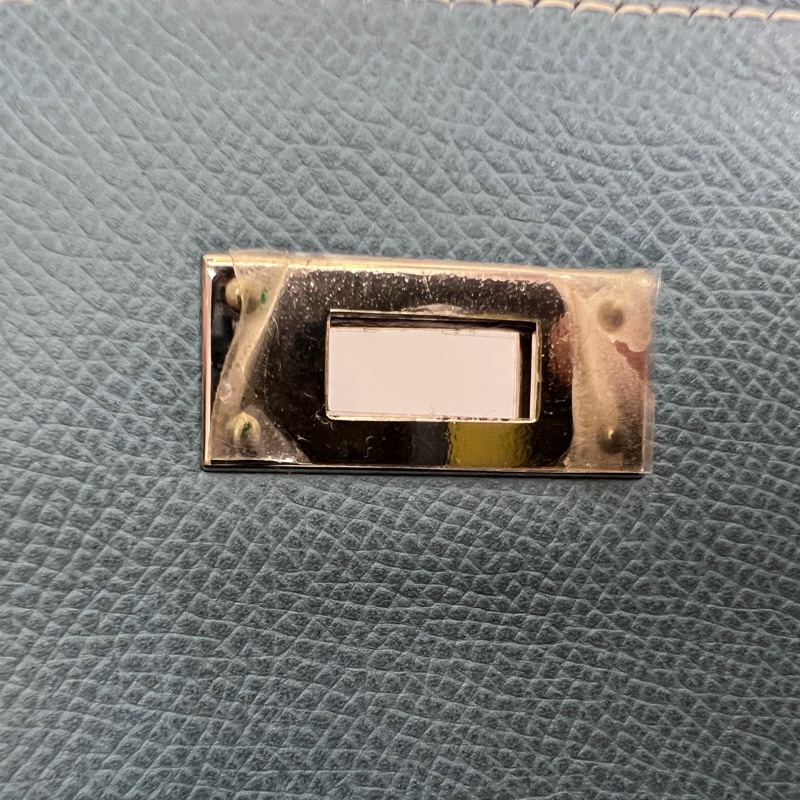 Hermes 75牛仔藍Epsom銀釦Kelly28手提肩背包-31