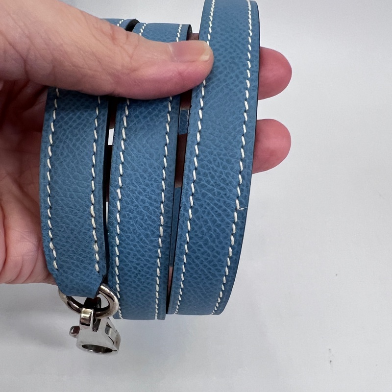 Hermes 75牛仔藍Epsom銀釦Kelly28手提肩背包-34
